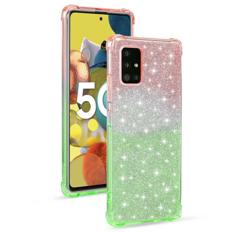 For Samsung Galaxy A51 5G Gradient Glitter Powder Shockproof TPU Protective Case