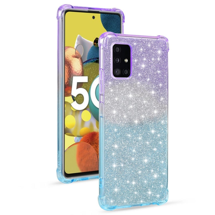 For Samsung Galaxy A51 5G Gradient Glitter Powder Shockproof TPU Protective Case