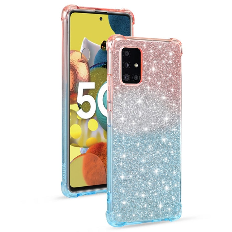 For Samsung Galaxy A51 5G Gradient Glitter Powder Shockproof TPU Protective Case