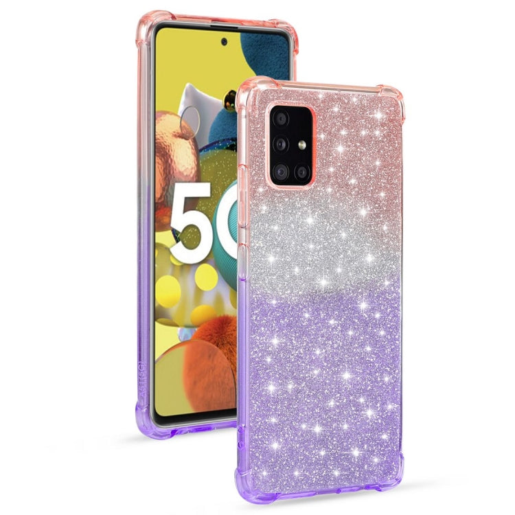 For Samsung Galaxy A51 5G Gradient Glitter Powder Shockproof TPU Protective Case