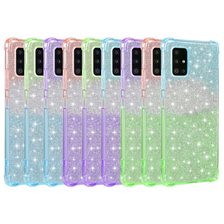 For Samsung Galaxy A51 5G Gradient Glitter Powder Shockproof TPU Protective Case