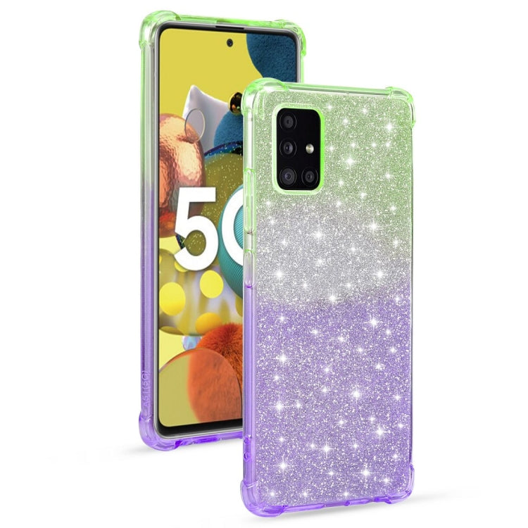For Samsung Galaxy A51 5G Gradient Glitter Powder Shockproof TPU Protective Case