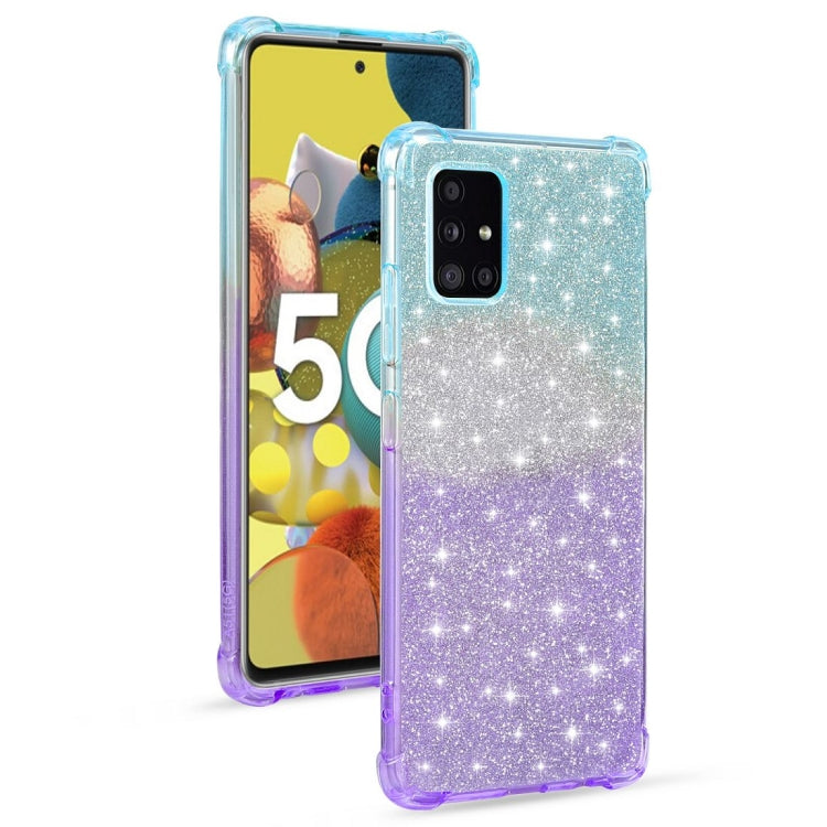 For Samsung Galaxy A51 5G Gradient Glitter Powder Shockproof TPU Protective Case