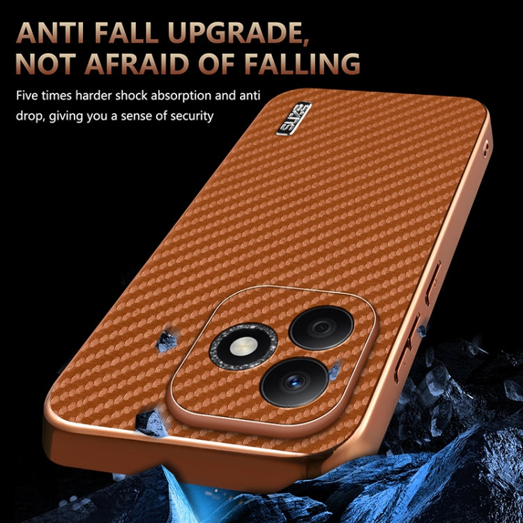 For Honor X60i AZNS Electroplated Edge Carbon Fiber Texture Phone Case