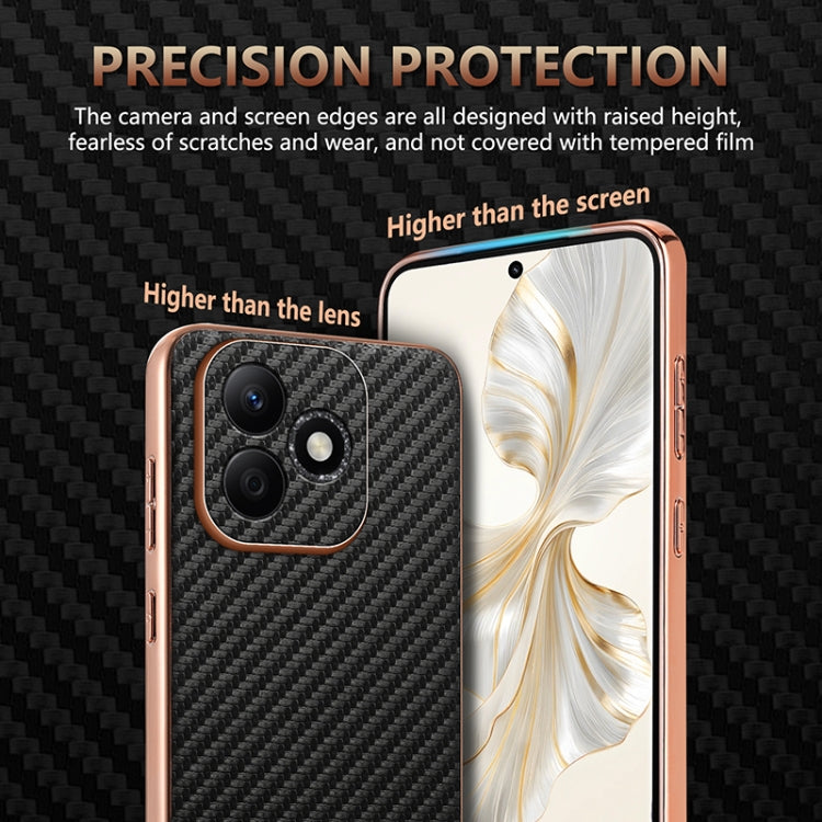 For Honor X60i AZNS Electroplated Edge Carbon Fiber Texture Phone Case