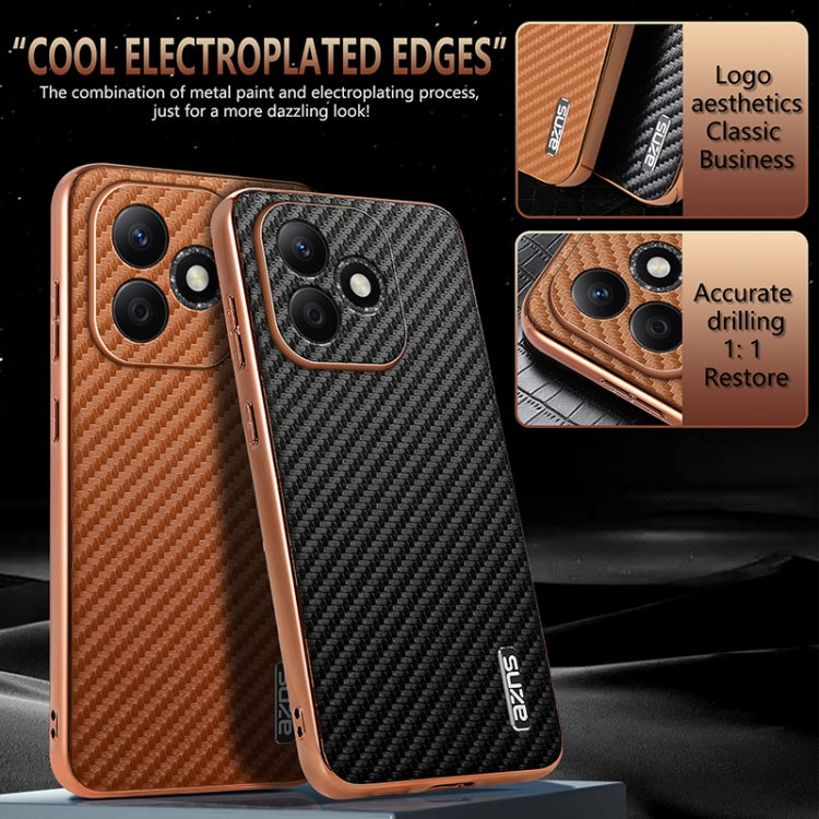 For Honor X60i AZNS Electroplated Edge Carbon Fiber Texture Phone Case