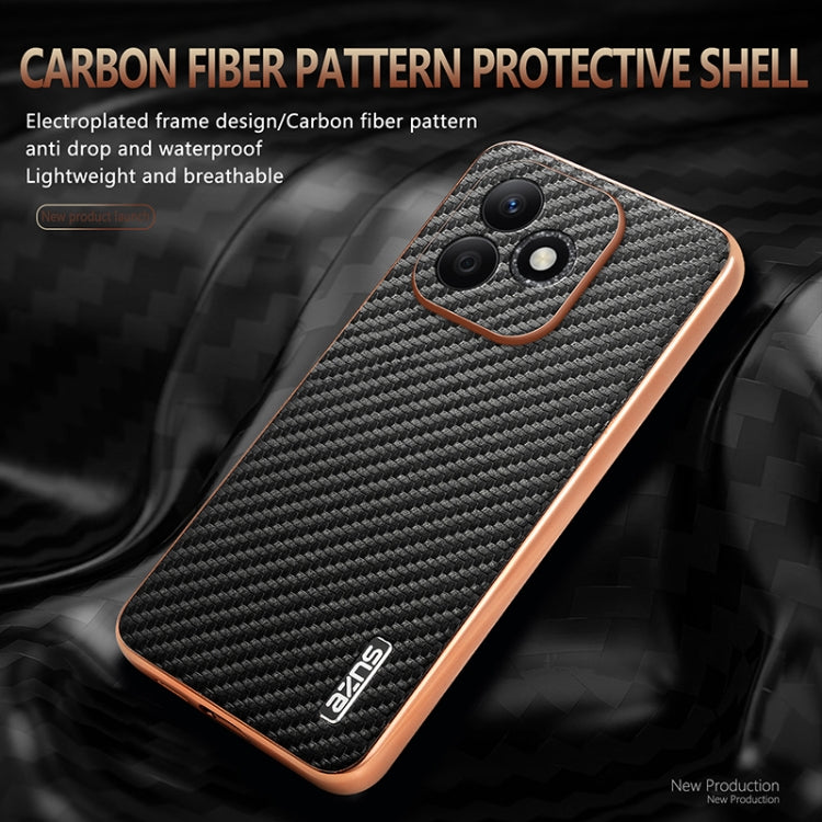 For Honor X60i AZNS Electroplated Edge Carbon Fiber Texture Phone Case