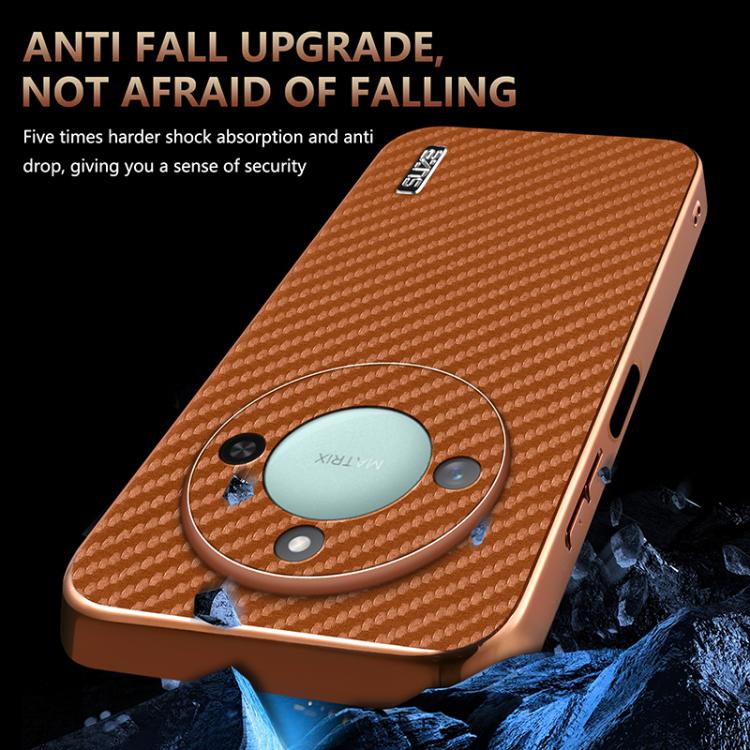 For Honor X60 AZNS Electroplated Edge Carbon Fiber Texture Phone Case