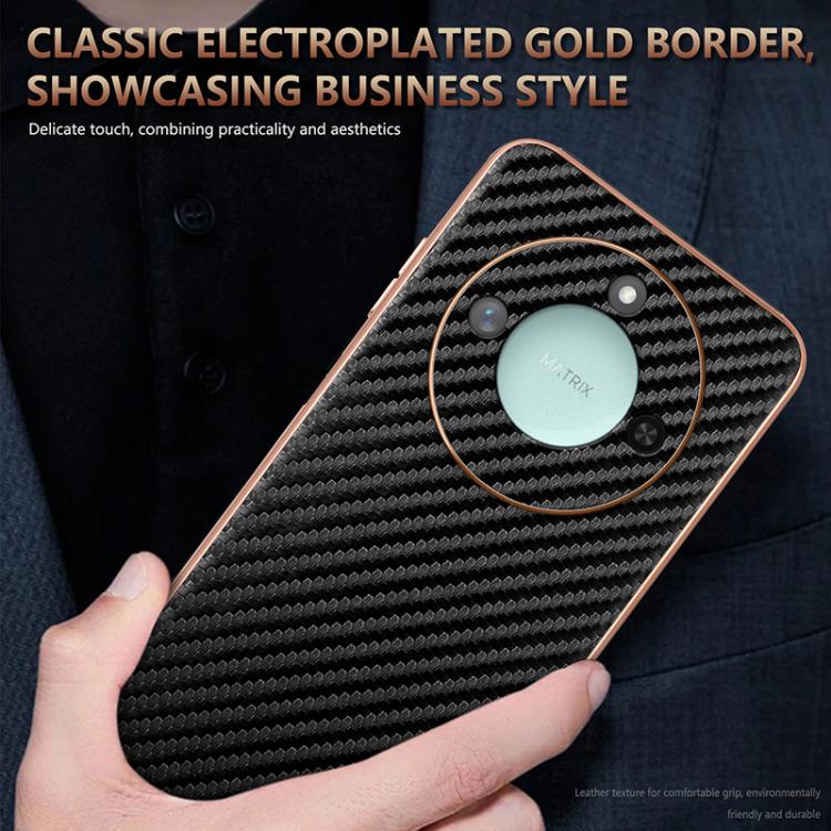 For Honor X60 AZNS Electroplated Edge Carbon Fiber Texture Phone Case