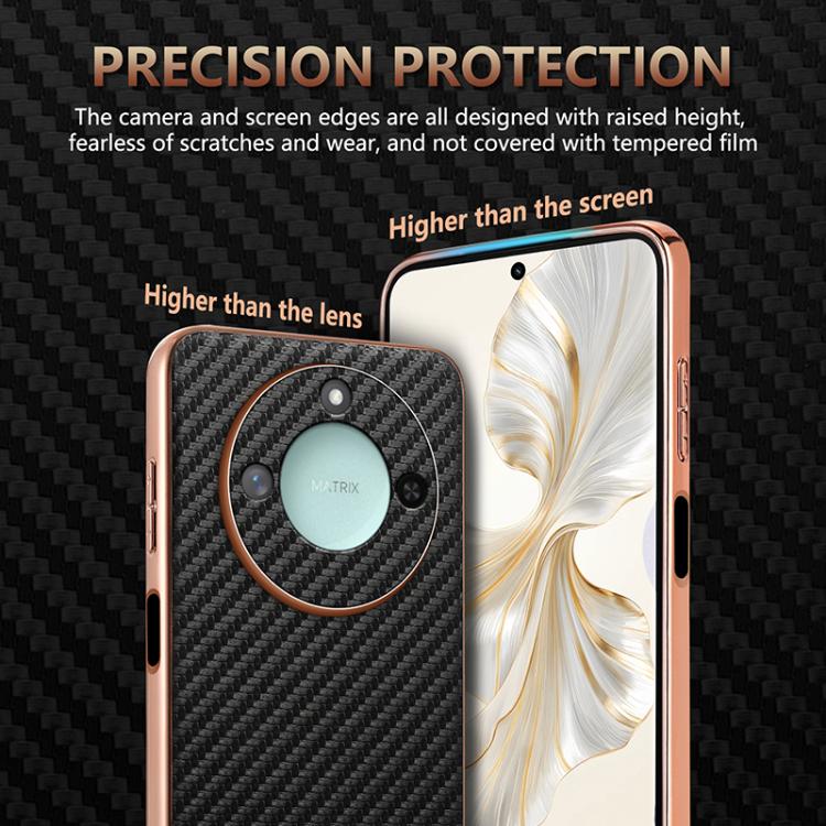 For Honor X60 AZNS Electroplated Edge Carbon Fiber Texture Phone Case