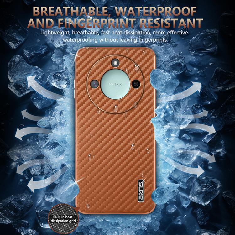 For Honor X60 AZNS Electroplated Edge Carbon Fiber Texture Phone Case