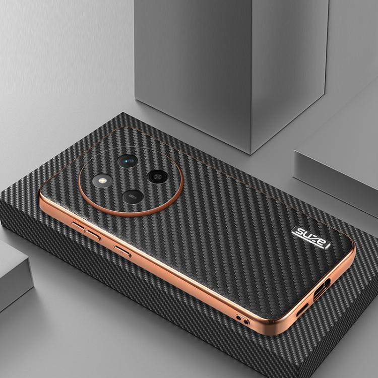 For Honor X60 Pro AZNS Electroplated Edge Carbon Fiber Texture Phone Case