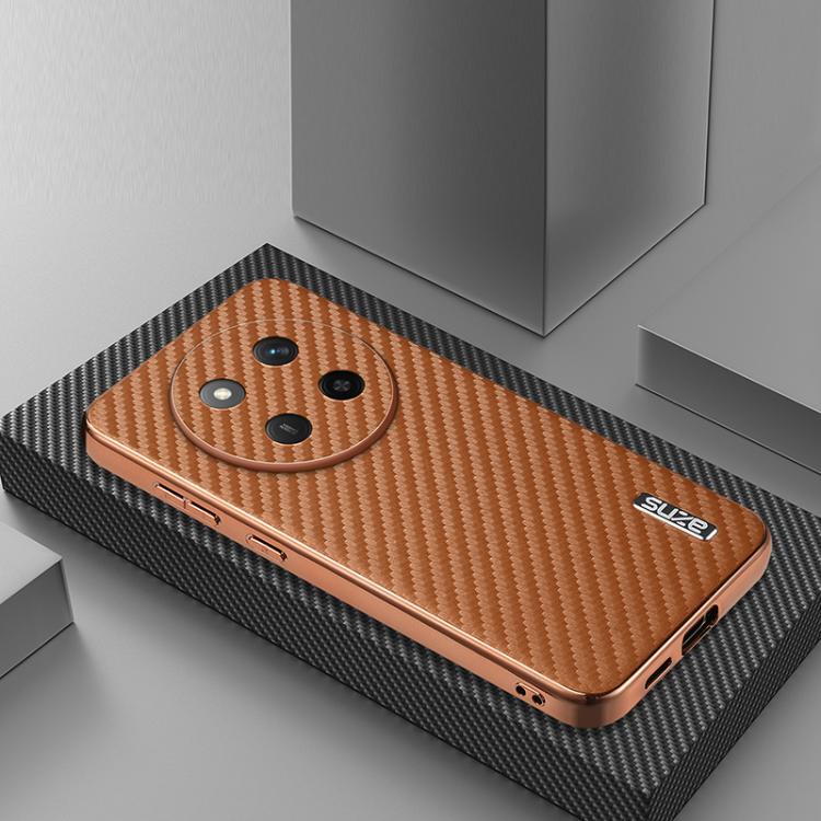 For Honor X60 Pro AZNS Electroplated Edge Carbon Fiber Texture Phone Case