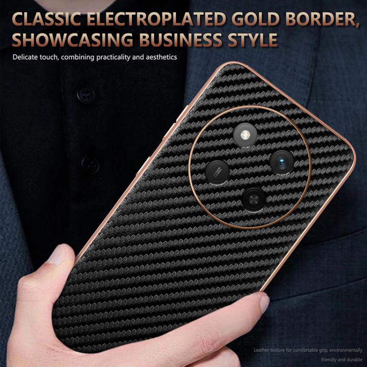For Honor X60 Pro AZNS Electroplated Edge Carbon Fiber Texture Phone Case