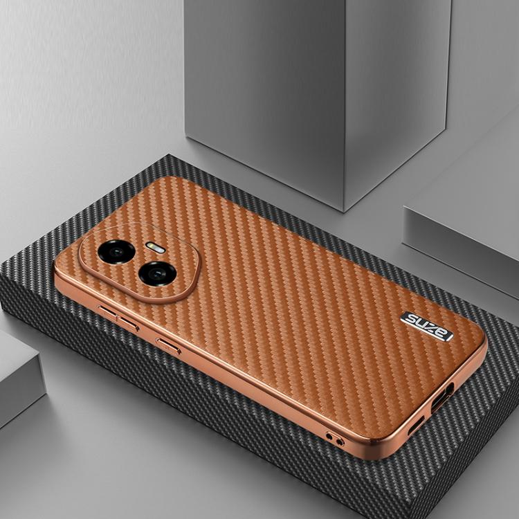 For Honor 300 AZNS Electroplated Edge Carbon Fiber Texture Phone Case