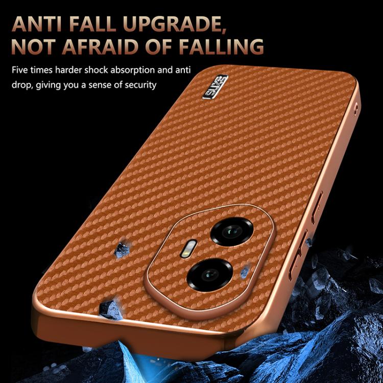 For Honor 300 AZNS Electroplated Edge Carbon Fiber Texture Phone Case