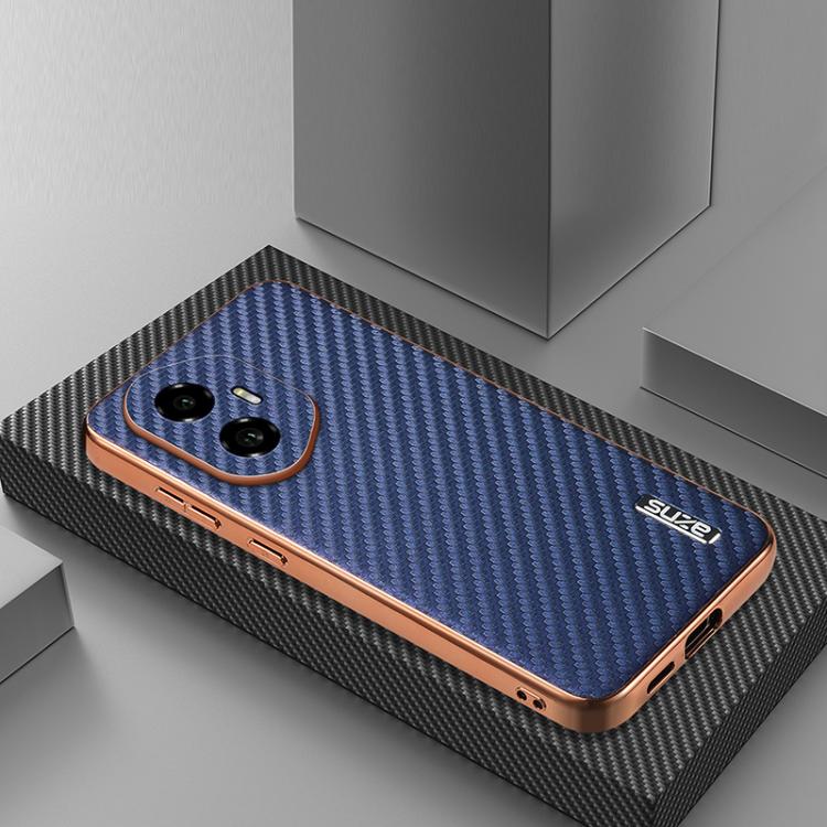 For Honor 300 AZNS Electroplated Edge Carbon Fiber Texture Phone Case