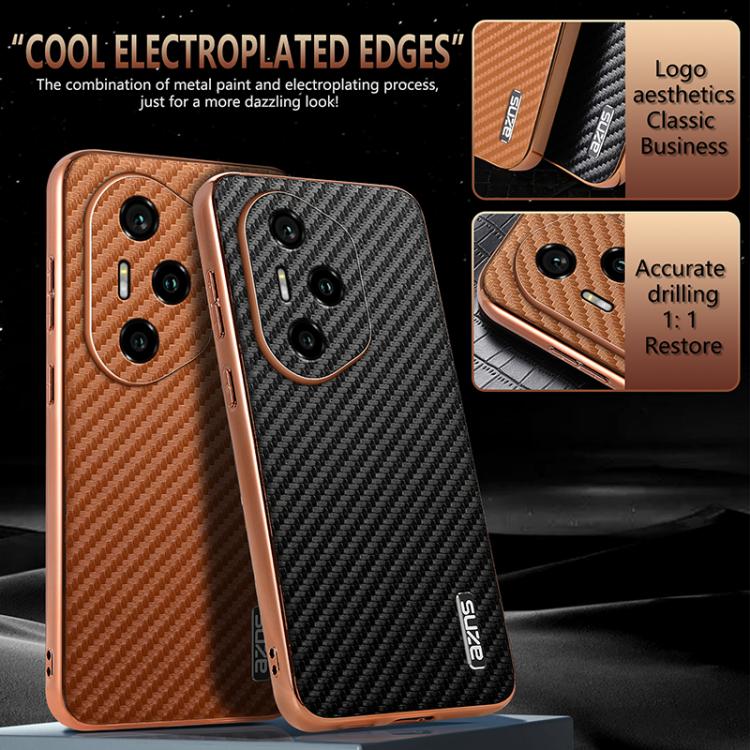 For Honor 300 Pro AZNS Electroplated Edge Carbon Fiber Texture Phone Case