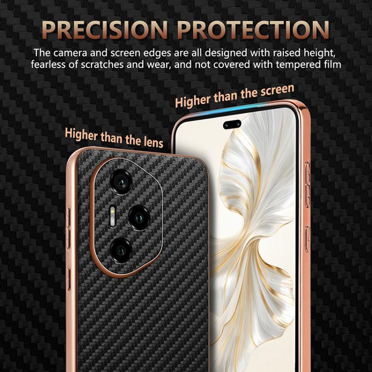 For Honor 300 Pro AZNS Electroplated Edge Carbon Fiber Texture Phone Case