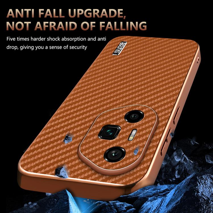 For Honor 300 Ultra AZNS Electroplated Edge Carbon Fiber Texture Phone Case