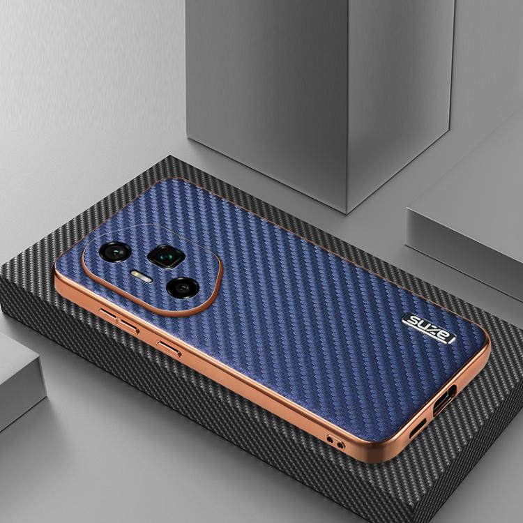 For Honor 300 Ultra AZNS Electroplated Edge Carbon Fiber Texture Phone Case