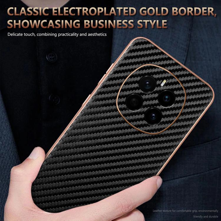 For Honor Magic7 AZNS Electroplated Edge Carbon Fiber Texture Phone Case