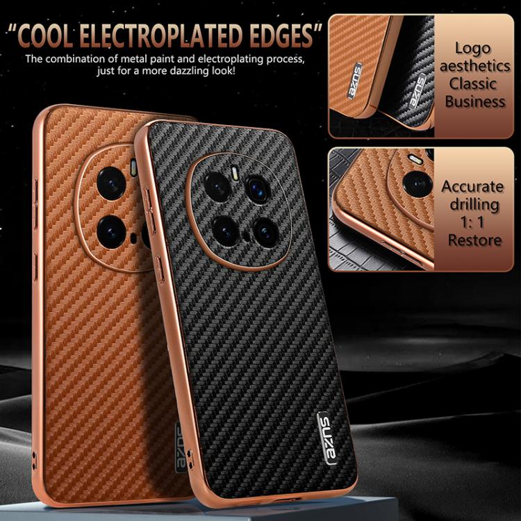 For Honor Magic7 Pro AZNS Electroplated Edge Carbon Fiber Texture Phone Case