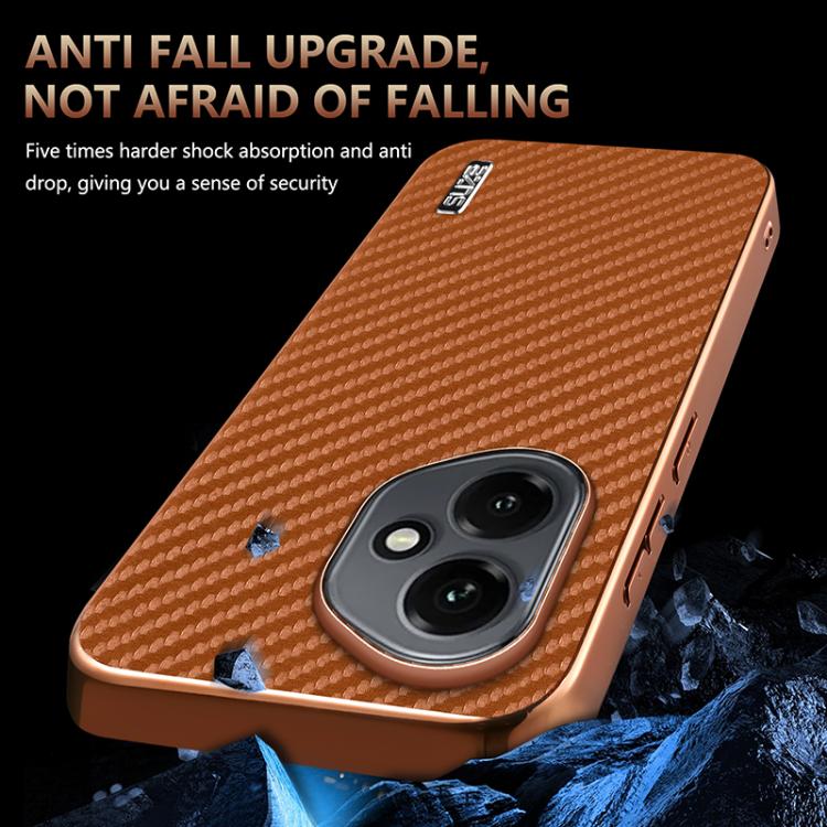 For Honor 400 Global 156.5mm AZNS Electroplated Edge Carbon Fiber Texture Phone Case