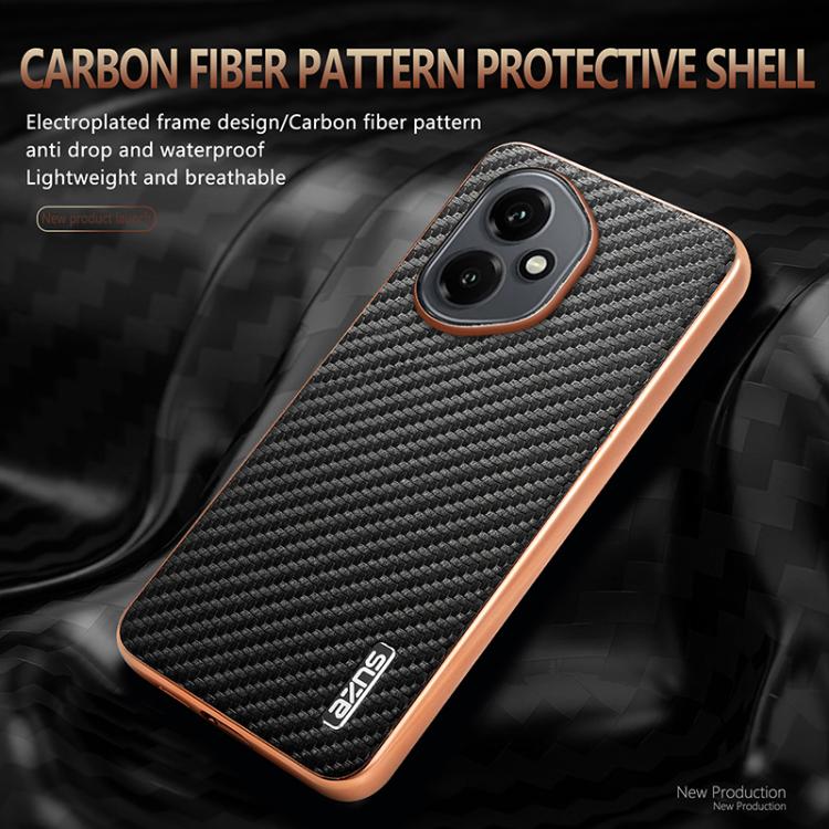 For Honor 400 Global 156.5mm AZNS Electroplated Edge Carbon Fiber Texture Phone Case