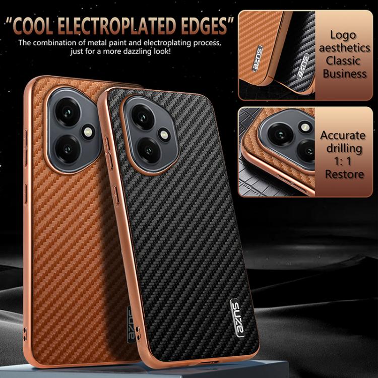 For Honor 400 Global 156.5mm AZNS Electroplated Edge Carbon Fiber Texture Phone Case