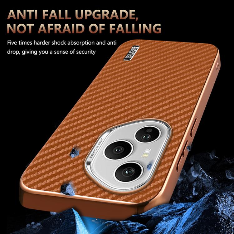 For Honor 400 Pro Global 160.8mm AZNS Electroplated Edge Carbon Fiber Texture Phone Case