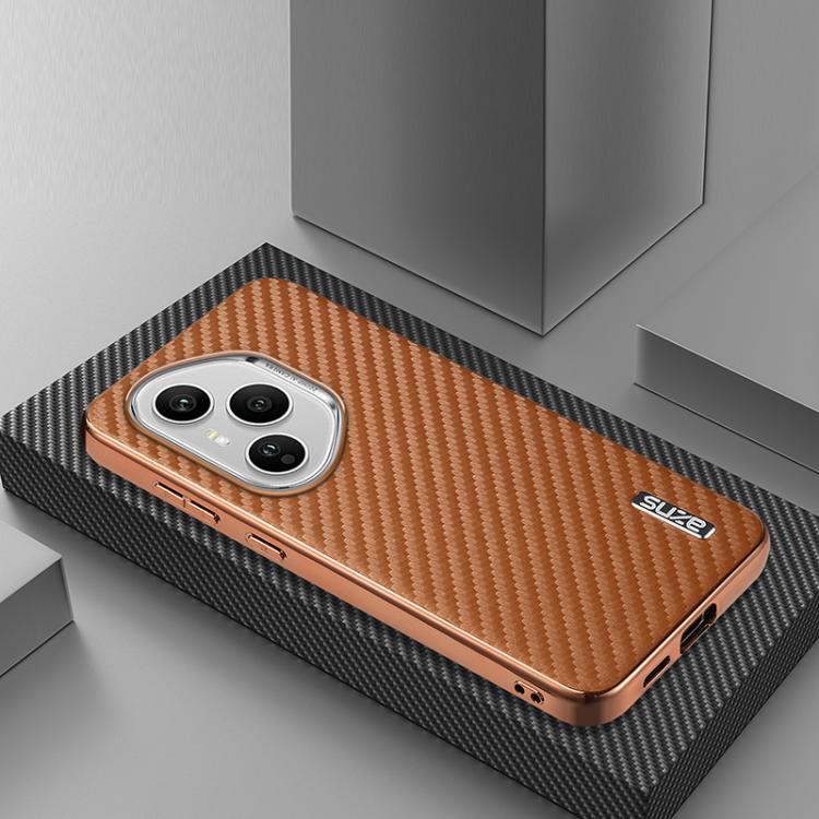 For Honor 400 Pro Global 160.8mm AZNS Electroplated Edge Carbon Fiber Texture Phone Case