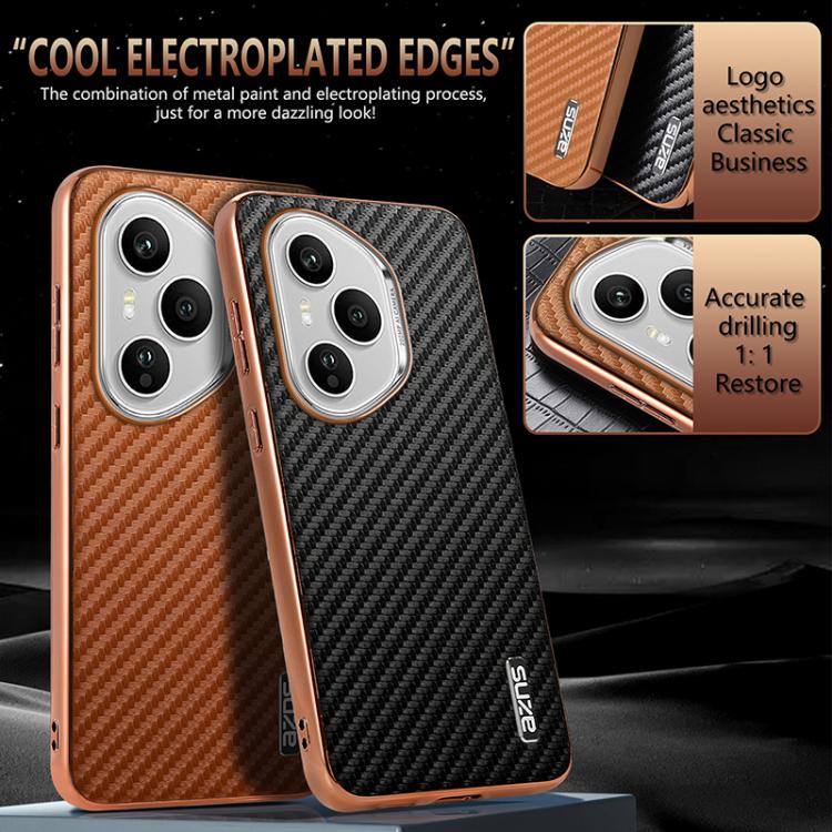 For Honor 400 Pro Global 160.8mm AZNS Electroplated Edge Carbon Fiber Texture Phone Case