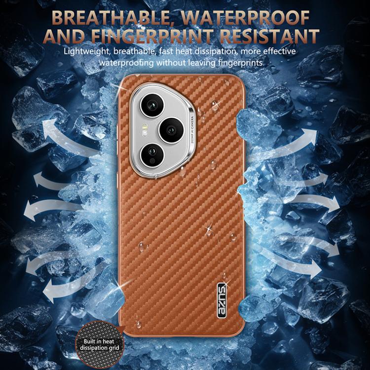 For Honor 400 Pro Global 160.8mm AZNS Electroplated Edge Carbon Fiber Texture Phone Case