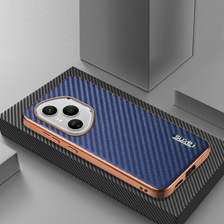 For Honor 400 Pro Global 160.8mm AZNS Electroplated Edge Carbon Fiber Texture Phone Case