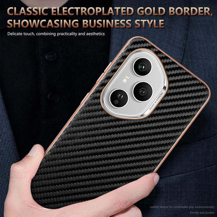 For Honor 400 Pro Global 160.8mm AZNS Electroplated Edge Carbon Fiber Texture Phone Case