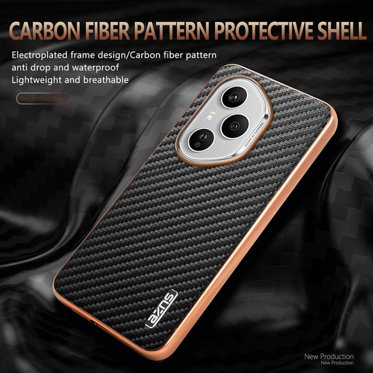 For Honor 400 Pro Global 160.8mm AZNS Electroplated Edge Carbon Fiber Texture Phone Case