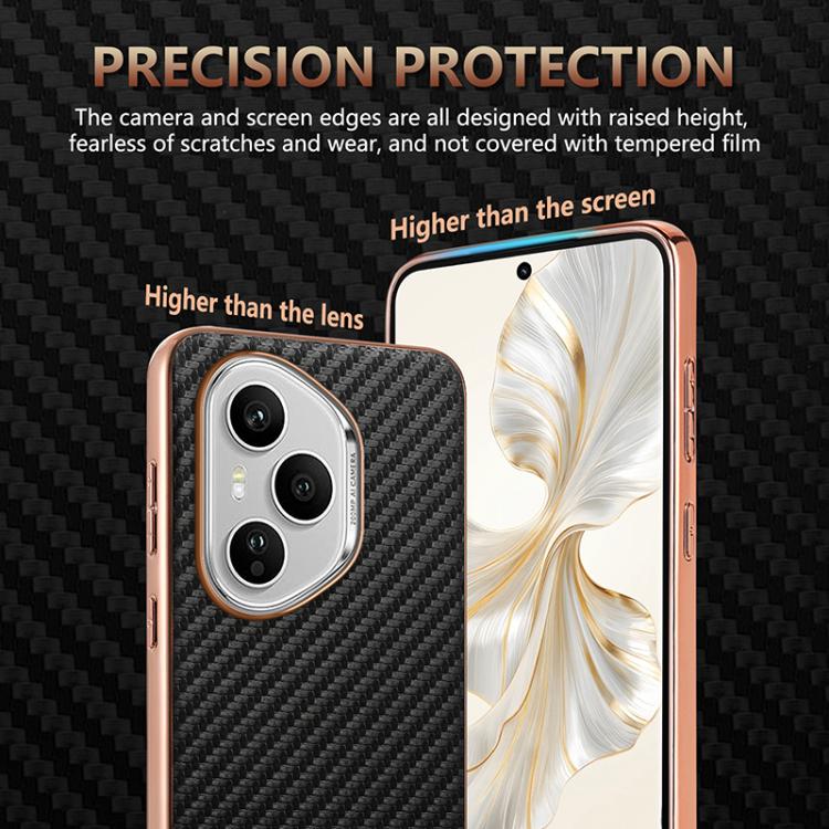 For Honor 400 Pro Global 160.8mm AZNS Electroplated Edge Carbon Fiber Texture Phone Case