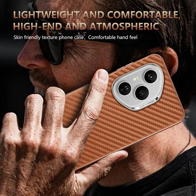For Honor 400 Pro Global 160.8mm AZNS Electroplated Edge Carbon Fiber Texture Phone Case