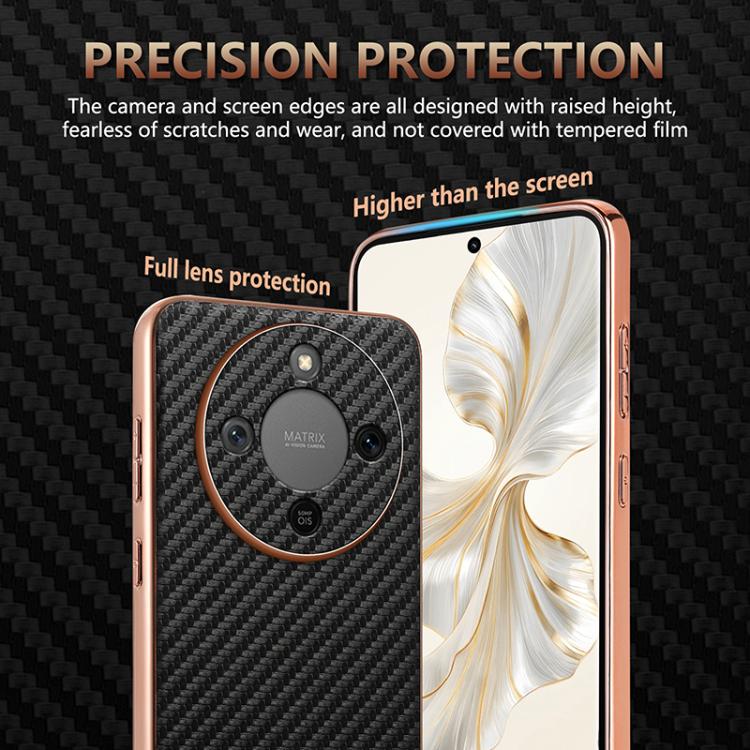 For Honor X70 5G AZNS Electroplated Edge Carbon Fiber Texture Phone Case