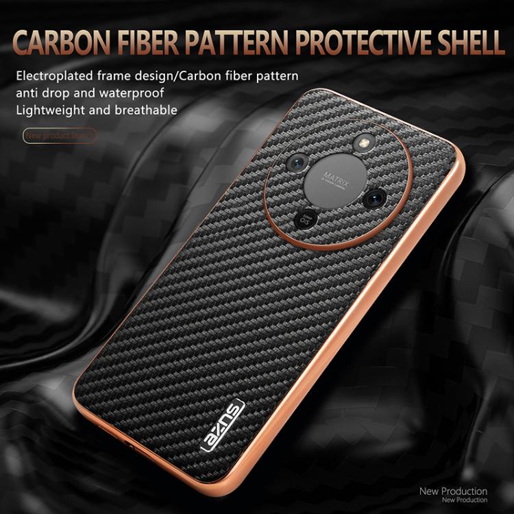 For Honor X70 5G AZNS Electroplated Edge Carbon Fiber Texture Phone Case