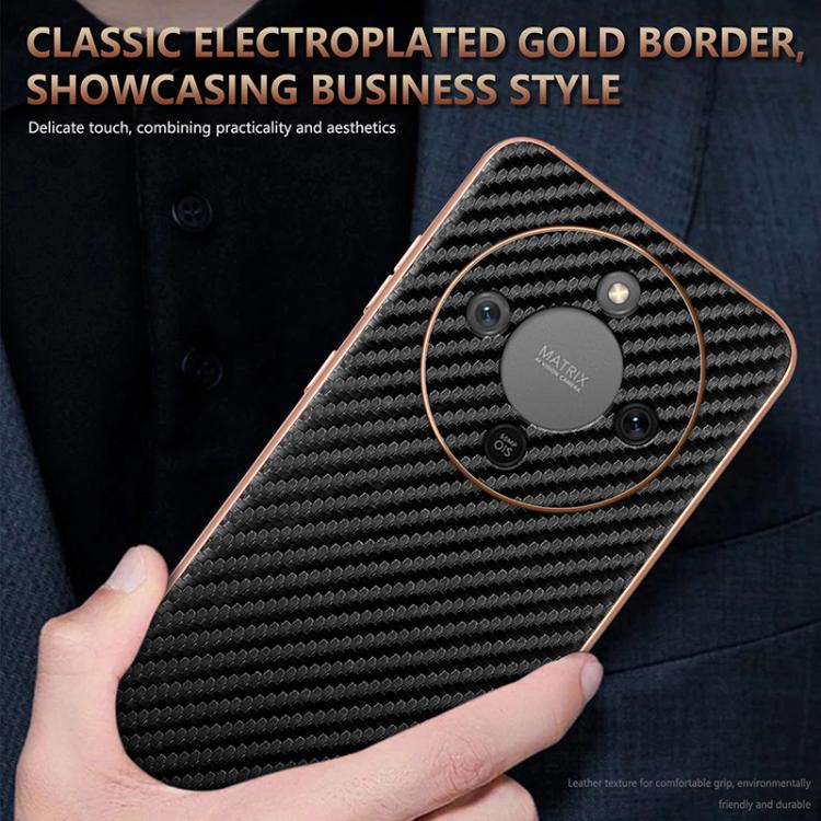 For Honor X70 5G AZNS Electroplated Edge Carbon Fiber Texture Phone Case