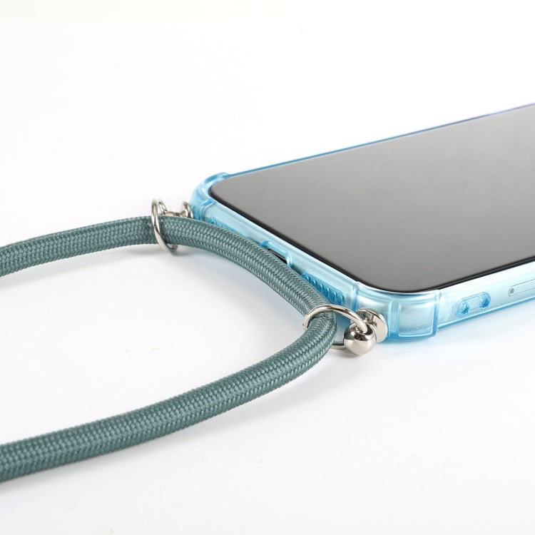 For iPhone 11 Pro Gradient Glitter Powder Shockproof TPU Protective Case with Lanyard
