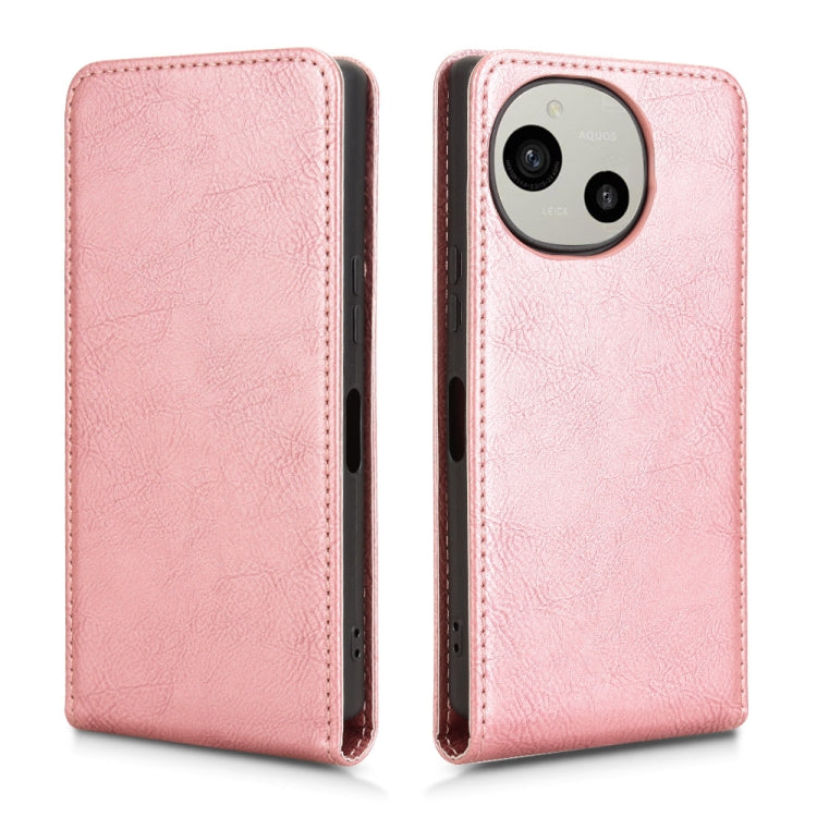 For Sharp Aquos R9 Magnetic Vertical Flip Leather Phone Case