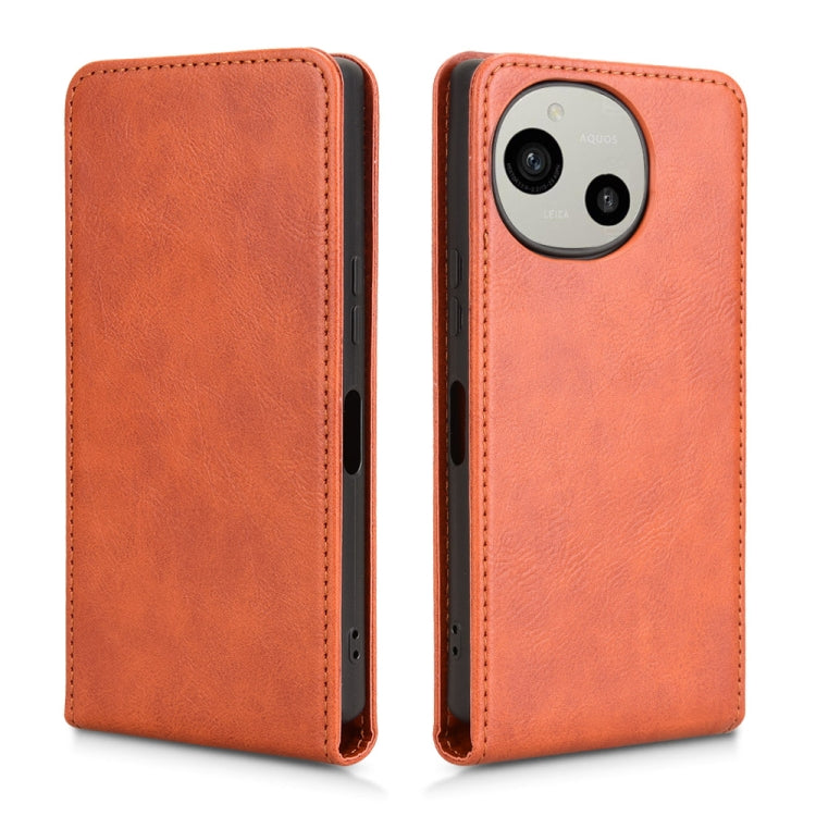For Sharp Aquos R9 Magnetic Vertical Flip Leather Phone Case
