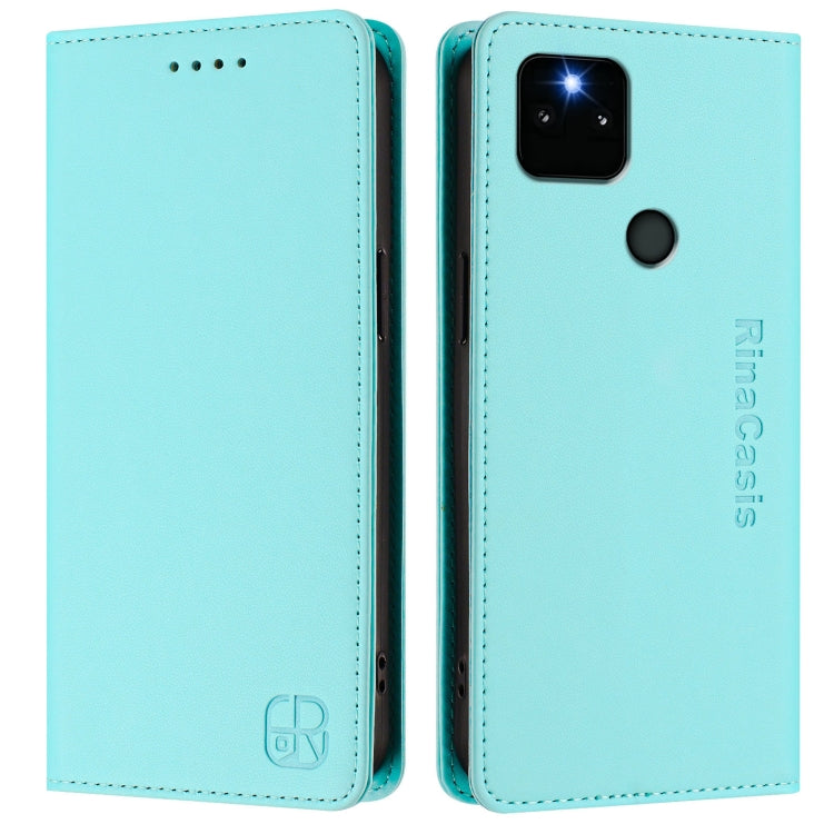 For Google Pixel 5a RC01 Dual-Folded Magnetic Suction RFID Leather Phone Case