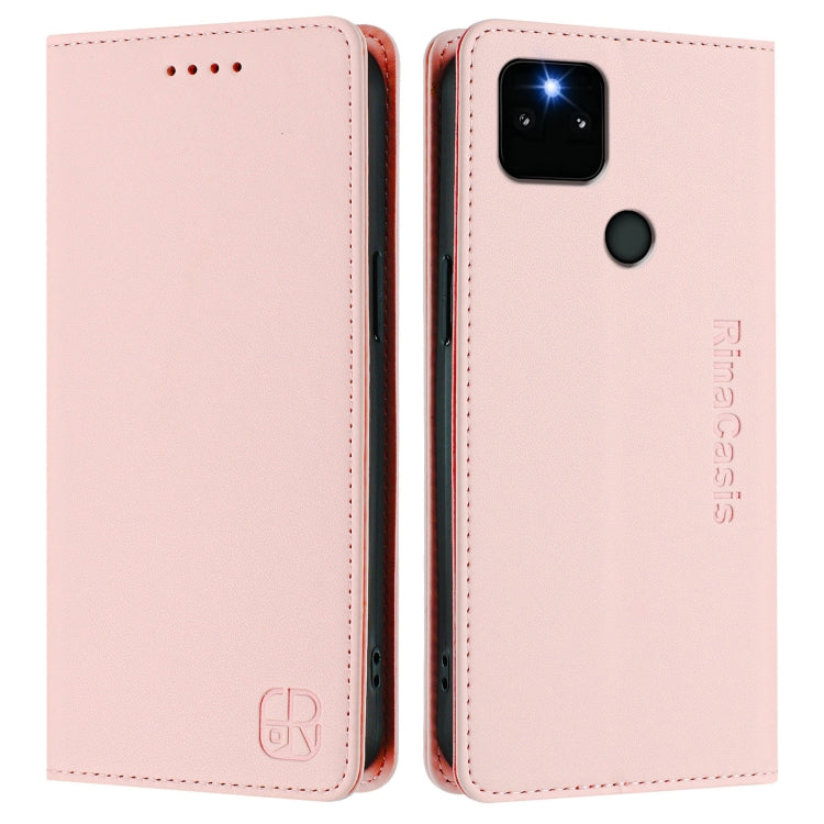For Google Pixel 5a RC01 Dual-Folded Magnetic Suction RFID Leather Phone Case