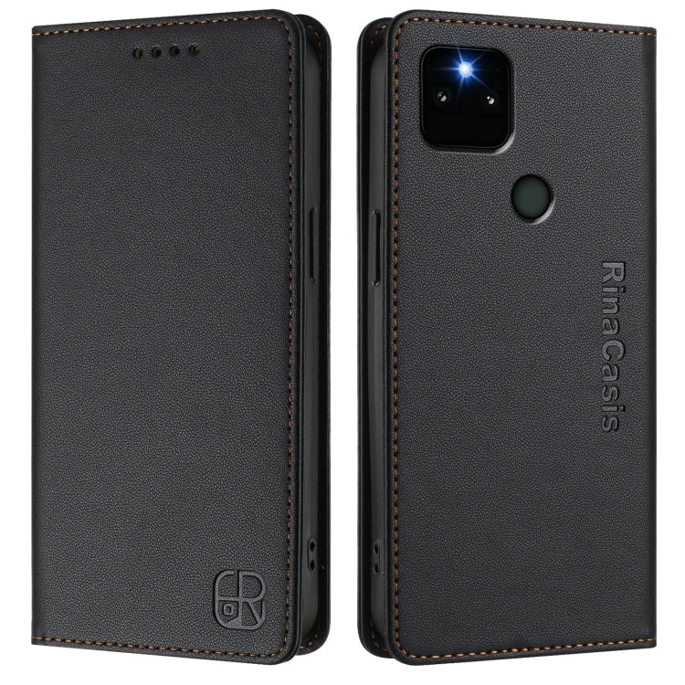 For Google Pixel 5a RC01 Dual-Folded Magnetic Suction RFID Leather Phone Case