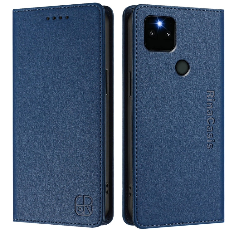 For Google Pixel 5a RC01 Dual-Folded Magnetic Suction RFID Leather Phone Case
