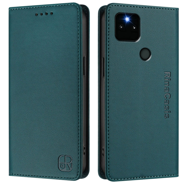 For Google Pixel 5a RC01 Dual-Folded Magnetic Suction RFID Leather Phone Case